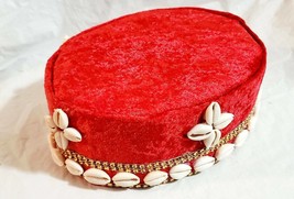 Traditional Igbo Red kufi Velvet Hat With Cowries. Larry Gaga style Nige... - $75.00+
