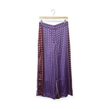 House of Harlow 1960 Purple Satin Pants Size L Large Wide Leg Printed - £39.55 GBP