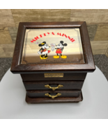 Vintage Sankyo Walt Disney Mickey &amp; Minnie Mouse Mirror Jewelry Box &amp; Mu... - $1,279.21 MXN