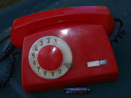 VINTAGE SOVIET  POLAND TELEPHONE ROTARY DIAL ASTER  BY TELKOM RWT RED COLOR - $65.62