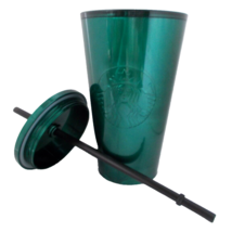 Starbucks Emerald Green Tumbler Mermaid Logo Lid Straw 16 oz - £15.81 GBP