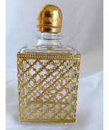 VTG Clear glass gold tone metal net case Fancy design Perfume Bottles Scent - £32.50 GBP