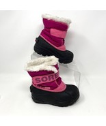 Sorel Girls Toddler Pink Black Hook &amp; Loop Snow Boot Size 10 - £14.78 GBP