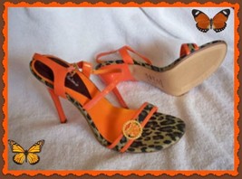 NEW Michael Antonio Orange Leopard Shoes 8 Women High Heel Stiletto Fashion - £23.69 GBP