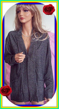 NWT XL 16 18  Black Heather Sweater Jacket Fly Away Open Cardigan Pockets Coat - £23.97 GBP