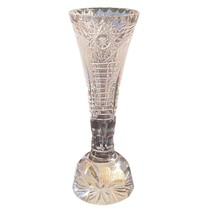 Vintage 6&quot; Usvit Druzstvo Prievidza Cut Crystal Bud Vase - $39.54