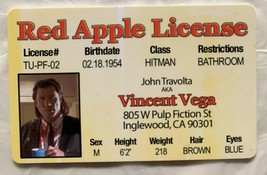 Vince Vega Pulp Fiction Movie John Travolta Red Apple ID License Prop Joke - £7.00 GBP