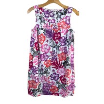 Nick &amp; Nora Sleepwear Dress Small Zebra Floral Pink Purple Sleeveless Nightgown - £15.80 GBP