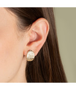 14K Yellow Gold Textured Oval Disc Earrings - $329.27 CAD