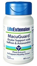 3 BOTTLES SALE Life Extension MacuGuard Ocular Support Astaxanthin 60 gels - £60.75 GBP