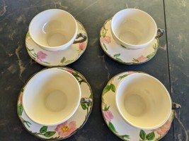 4 Vintage Franciscan Desert Rose Sets of  Coffee Cups &amp; Saucers  TV Mark - £15.68 GBP