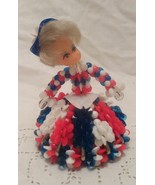 Vintage USA Red, White, &amp; Blue Safety Pin Beaded Angel Doll - Handcrafted - $10.83 CAD