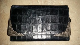 Brighton Black Leather Big Organizer Wallet Clutch Purse  - $29.99