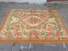 Large floral bedspread, vintage Italian velvet bed cover, large size 240... - $140.00