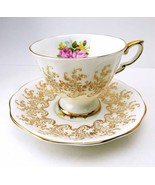 Vintage 1940s ROYAL STANDARD Golden Rose Bouquet Teacup and Saucer Set  ... - £47.04 GBP