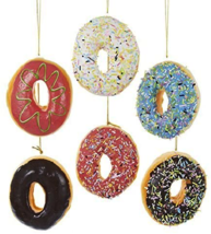 Kurt Adler Set Of 6 Assorted 4&quot; Donut Christmas Ornaments w/FROSTING &amp; Sprinkles - £23.08 GBP