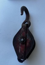 Antique Vintage Metal Double Pulley Industrial Red 12” - £22.98 GBP