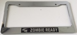 1/2 Skull Image with Zombie Ready  - Automotive Chrome License Plate Frame - - $21.99