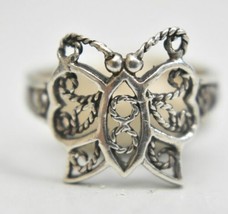 Butterfly ring sterling silver band girls women  Size 7.75 - £29.51 GBP