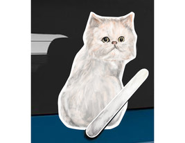 White Persian cat rear window wiper wagging tail sticker - $12.99