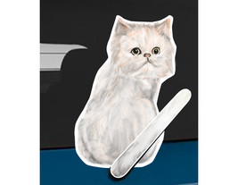 White Persian cat rear window wiper wagging tail sticker - £10.14 GBP