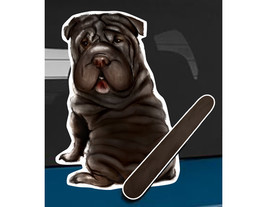 Shar Pei black dog rear window wiper wagging tail sticker - $12.99