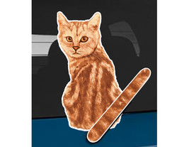 Orange tabby cat rear window wiper wagging tail sticker - £10.35 GBP
