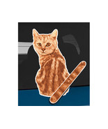 Orange tabby cat rear window wiper wagging tail sticker - $12.99