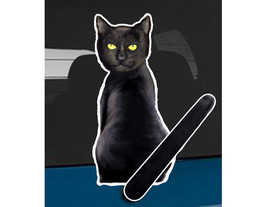 Black cat rear window wiper wagging tail sticker - £10.19 GBP
