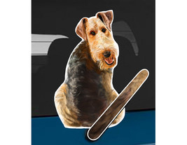 Airedale Terrier dog rear window wiper wagging tail sticker - $12.99