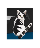 Black and White cat rear window wiper wagging tail sticker - $17.64 CAD