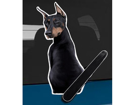 Doberman dog rear window wiper wagging tail sticker - £10.37 GBP