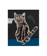 Grey tabby cat rear window wiper wagging tail sticker - £10.20 GBP