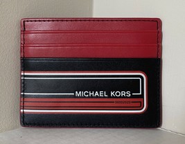 New Michael Kors Kent Tall card case Black / Crimson - £24.58 GBP
