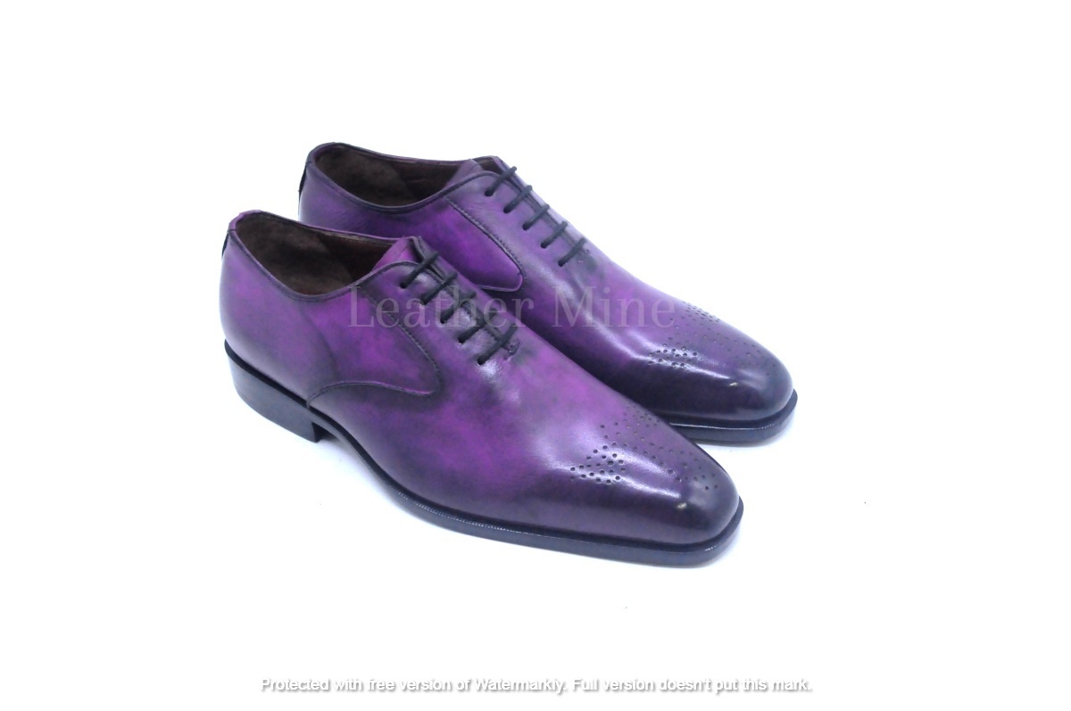 Leather Purple Patina Oxfords shoes Men's, Handmade Formal Custom Made Shoes
