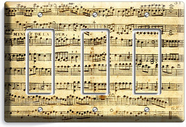 An item in the Home & Garden category: ♫ SHEET MUSIC OLD MUSICAL NOTES TRIPLE GFCI LIGHT SWITCH WALL PLATE COVER STUDIO