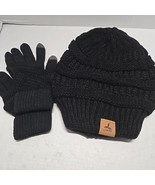 Lorome Winter Hat &amp; Gloves - Black Knit Beanie Hat, Glove Set Unisex - $239.70 MXN