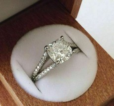 2.65Ct Cushion Cut Simulated Diamond 14K White Gold Engagement Ring in Size 8.5 - £210.84 GBP