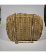 Vintage British Hong Kong Gold Rattan Wicker Handbag Purse - €33,14 EUR