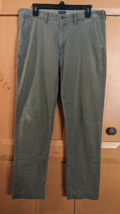 J. Crew Flex Sutton Chino Pants Mens 34x30 Flat Front Green Trouser Distressed - $16.39