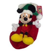 Disney Candy Cane Christmas 2000 Singing Mickey Mouse Stocking Santa Hat Holiday - $25.25