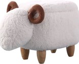 Animal Footstool Storage Upholstered Ottoman Bench Furry Sheep For Livin... - $201.99