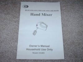 Durabrand Hand Mixer Owner&#39;s Manual Model # 216401 English Spanish  - $5.99