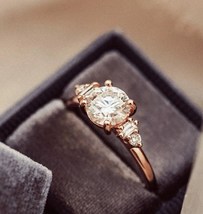 1.5 CT Moissanite Engagement Ring 14K Solid Gold Wedding Ring Vintage Ring  - £366.49 GBP