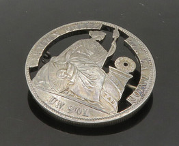 925 Sterling Silver - Vintage Dark Tone Peruvian Coin Brooch Pin - BP8526 - £68.19 GBP