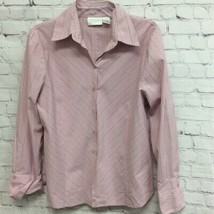 Worthington Womens Button Front Shirt Pink Stripe Long Sleeve Collared 16 - $15.35