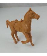 Vintage Carmel Horse 3.25&quot; x 3.75&quot; Plastic Toy Figure - $6.77 CAD