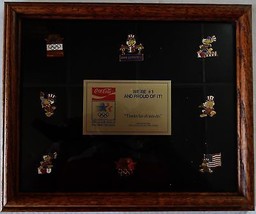 1984 Los Angeles Olympics Coca Cola COKE 8-pin set in wood frame - £23.73 GBP