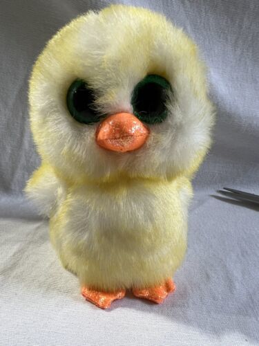 Ty Beanie Boos Chick Lemon Drop 6&quot; 2019Green Glitter Eyes soft fluffy Cute - $8.86