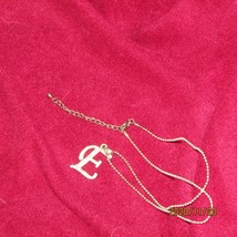 necklace w/1&quot; pendant w/white rhinestones on &#39;E&#39; letter silver chain (Jewel 11) - £4.73 GBP